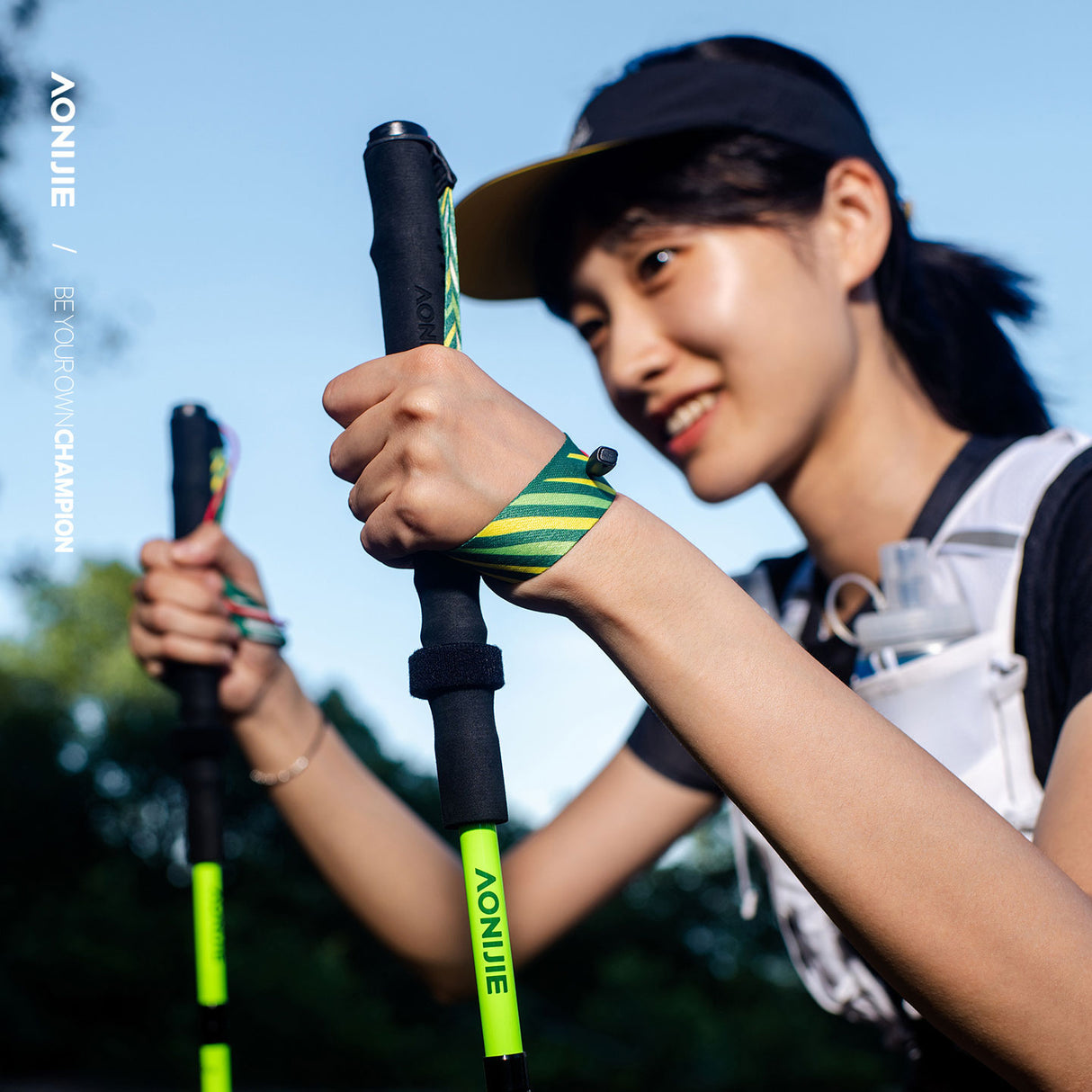 Bastón AONIJIE Ultra Carbon 110cm verde